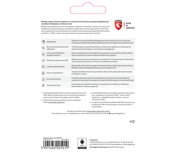 G DATA Mobile Internet Security dla Android 1 Rok 1 Urządzenie - 1457269 - zdjęcie 2